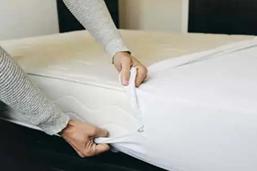 Person putting a mattress slip on a bed - Florida Pest Control, Gainesville FL